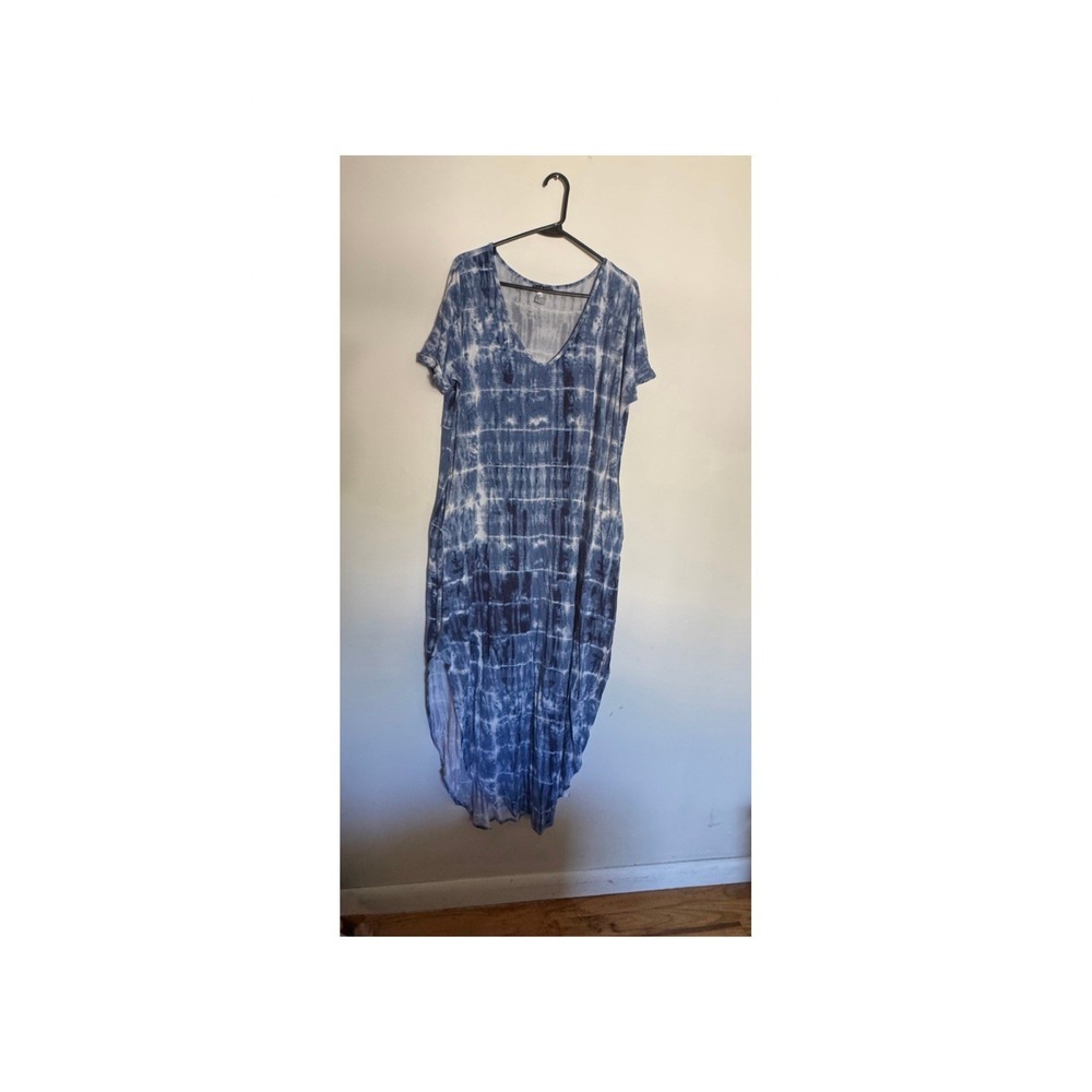 Women's Tie Dye Bohemian Festival Maxi Dress Boho Slit Pockets L